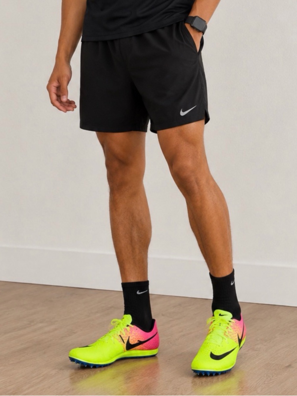 Nike men’s 10.5  Neon Yellow and Pink Track Spikes Volt racing shoes athletic